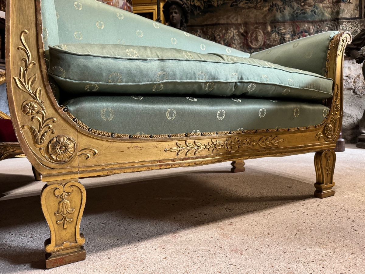 Pair Of Empire Style Gilded Wood Daybeds -photo-3