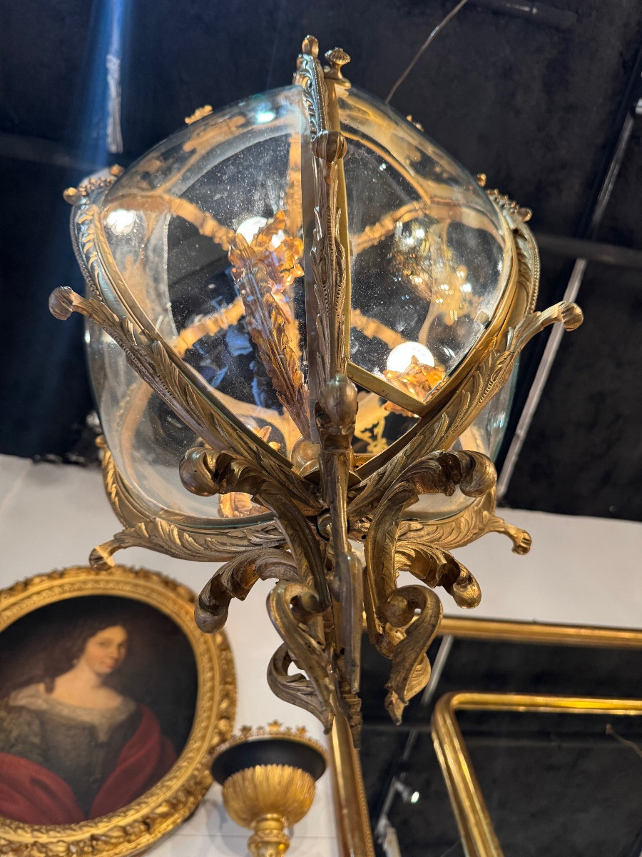 Louis XV Style Lantern In Gilt Bronze, Early 20th Century -photo-7