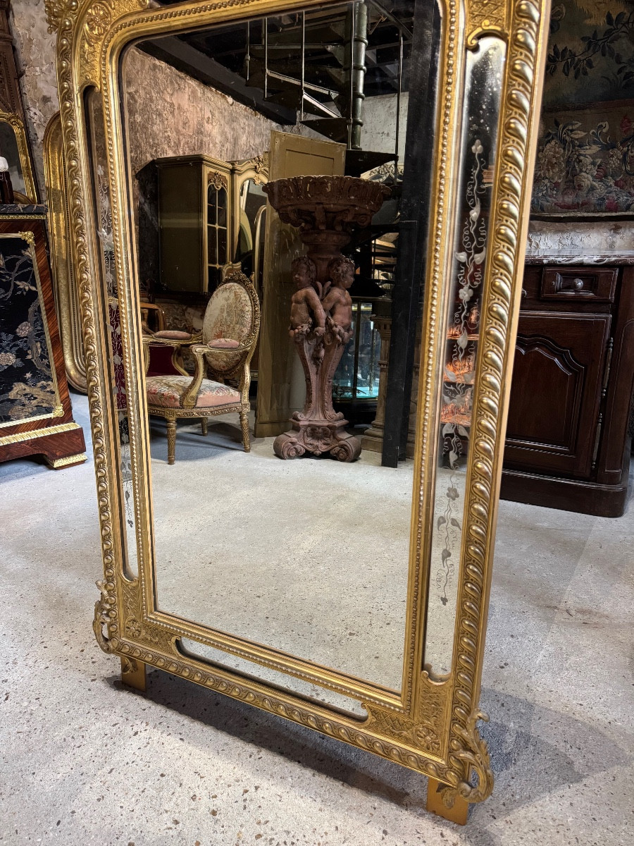 Miroir De Cheminée Aux Putti En Bois Doré D’époque Napoléon III-photo-1