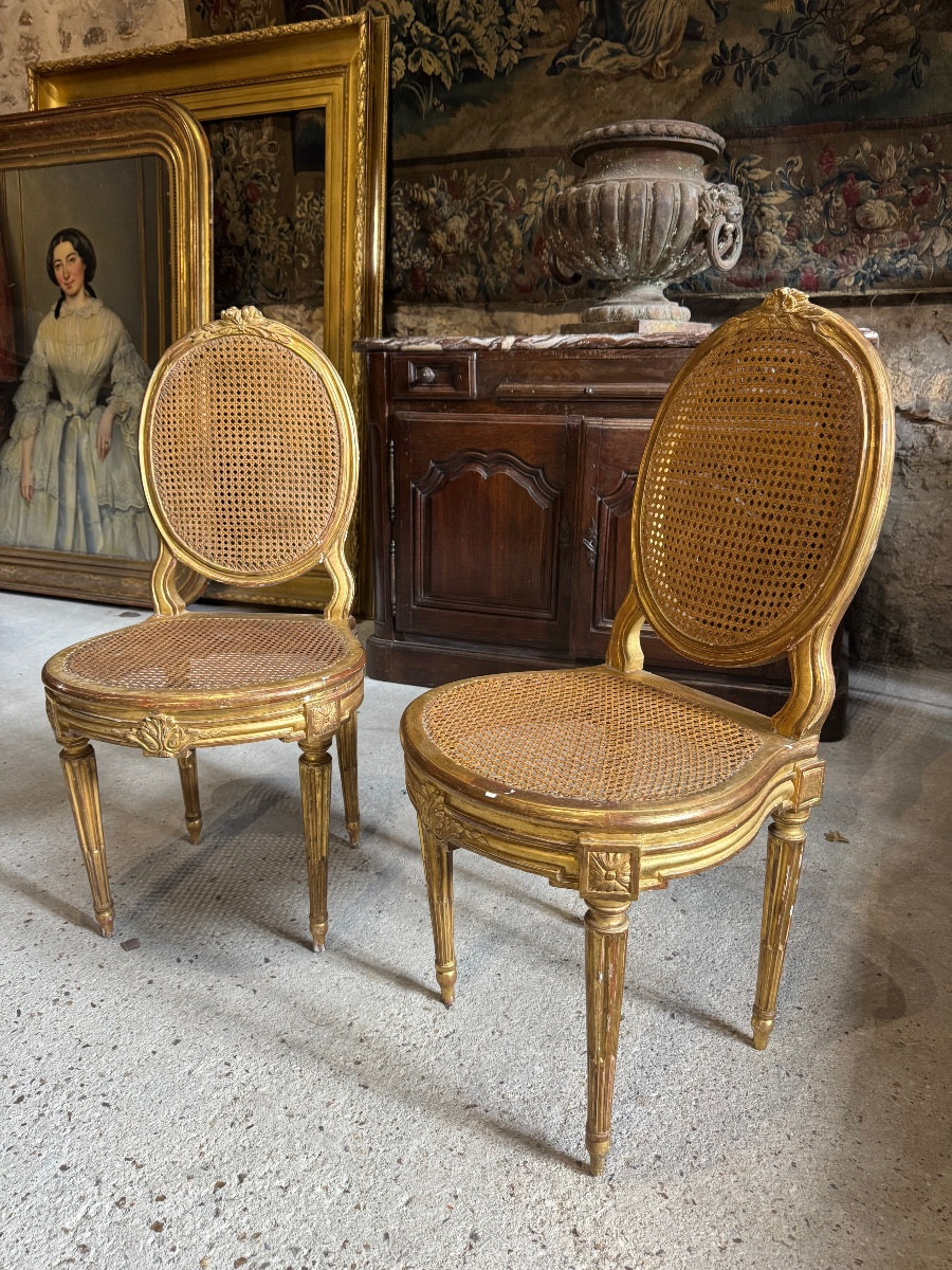 Paire de chaises d’époque Louis XVI estampillées de Mathieu Bauve-photo-2