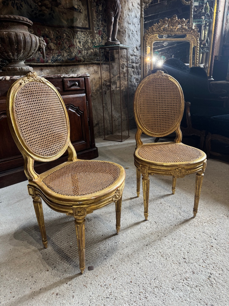 Paire de chaises d’époque Louis XVI estampillées de Mathieu Bauve-photo-3