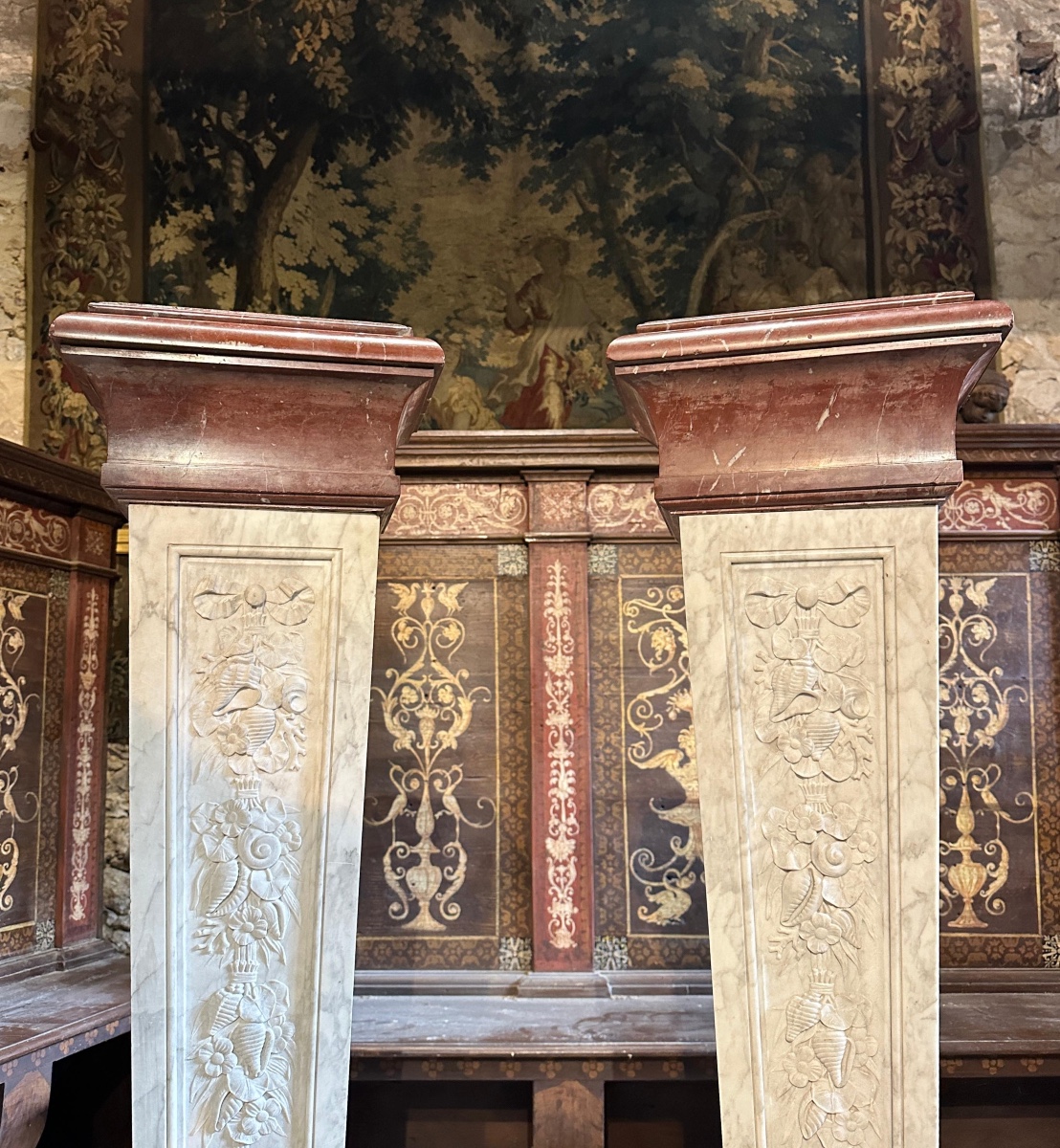 Paire de colonnes en marbre de style Louis XVI fin du XIX ème siècle -photo-3