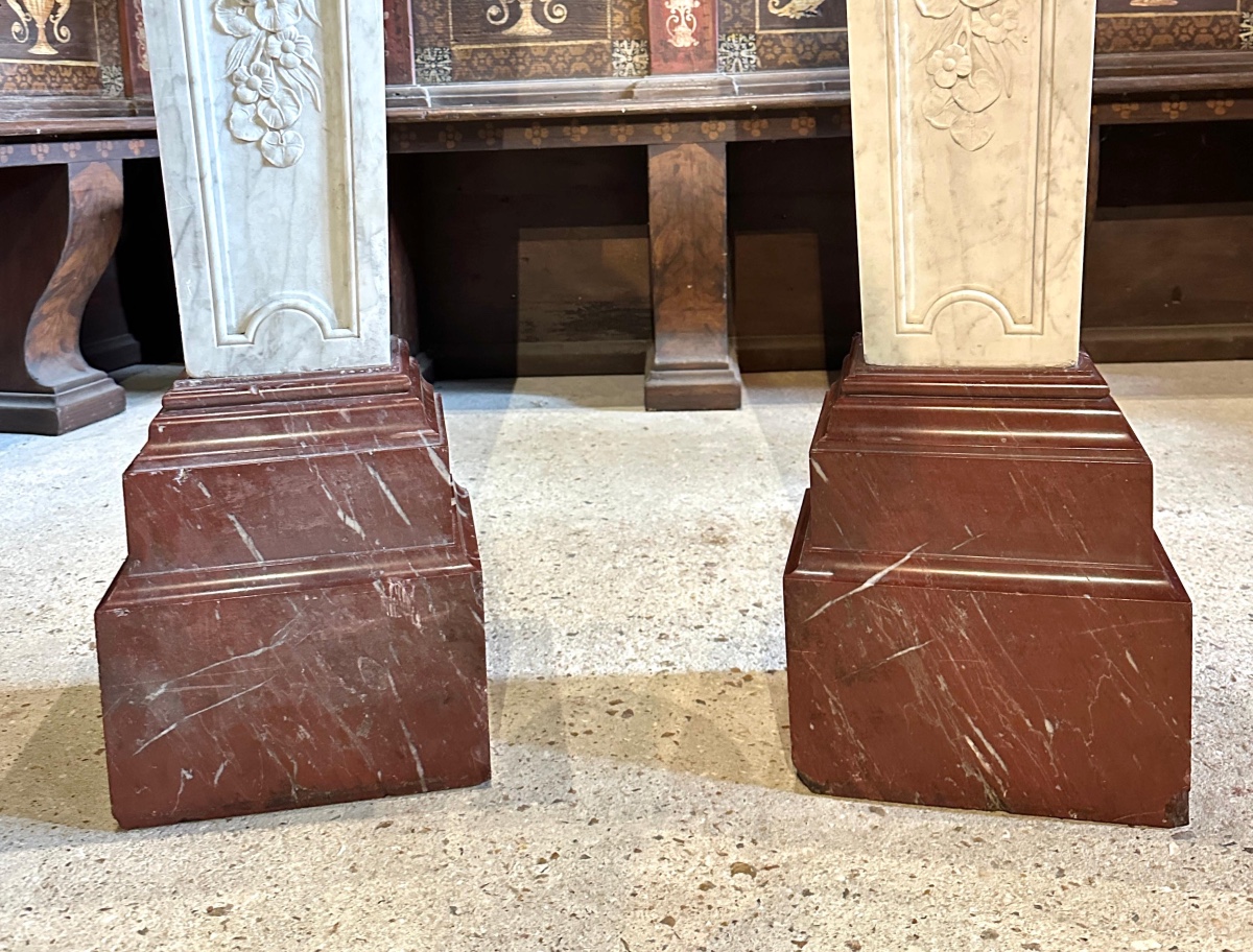 Paire de colonnes en marbre de style Louis XVI fin du XIX ème siècle -photo-2