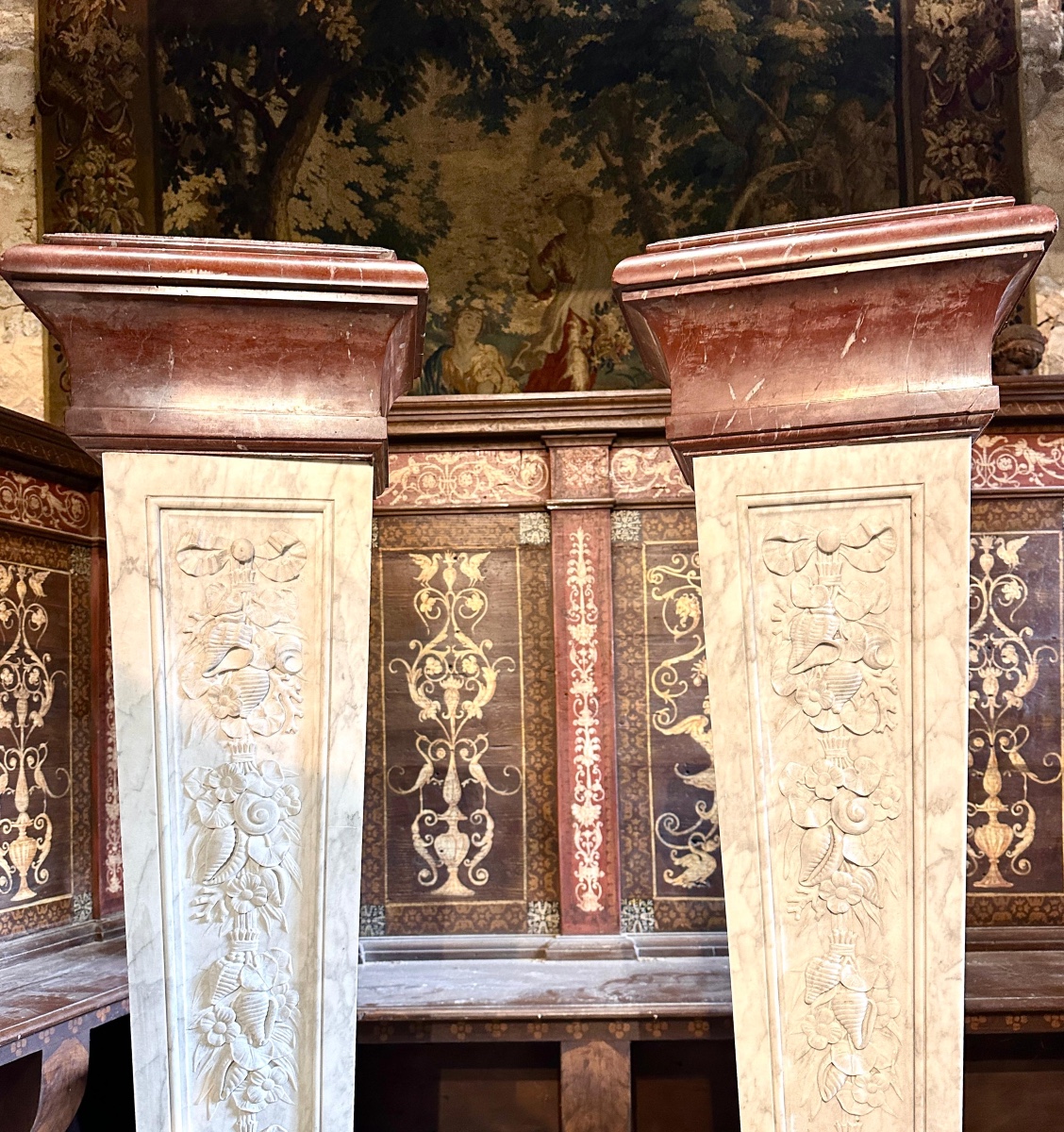 Paire de colonnes en marbre de style Louis XVI fin du XIX ème siècle -photo-5
