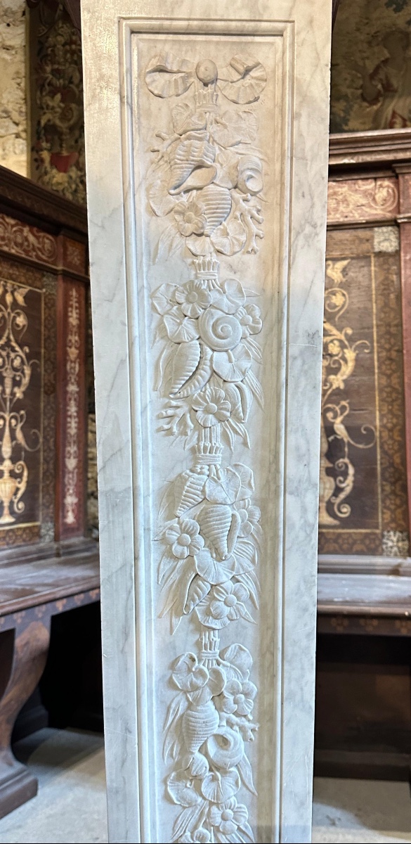 Paire de colonnes en marbre de style Louis XVI fin du XIX ème siècle -photo-6