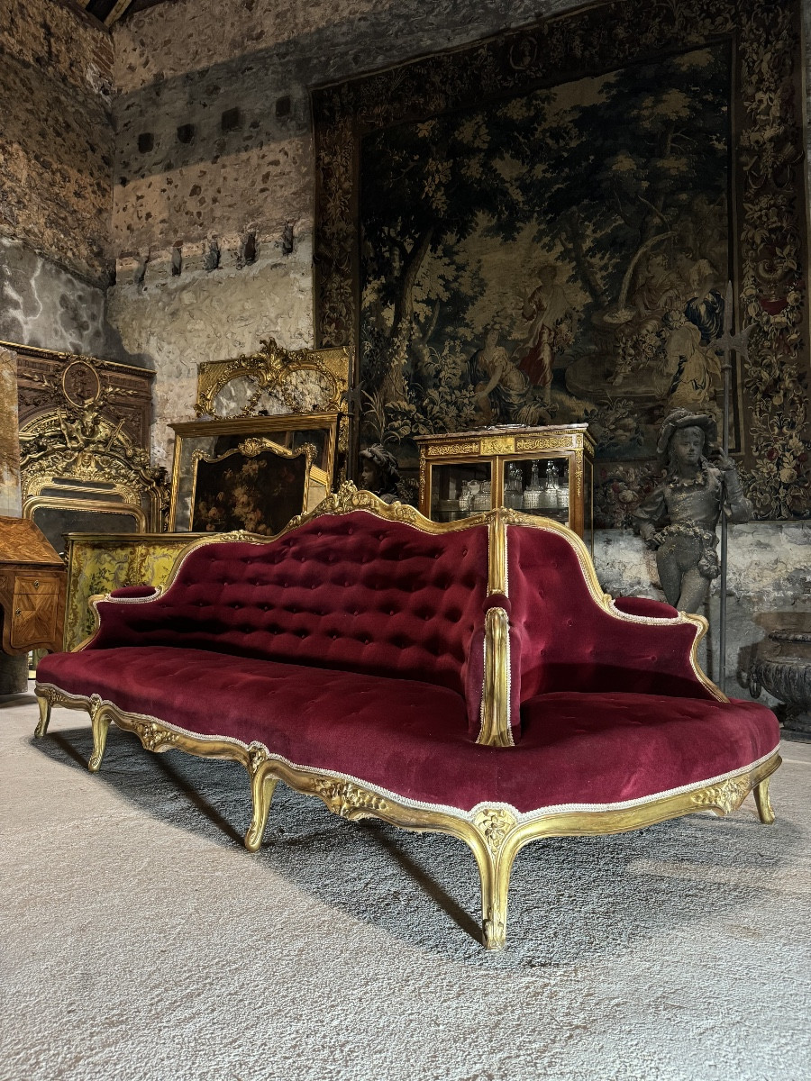 Gilded Wooden Castle Terminal From The Napoleon III Period -photo-1