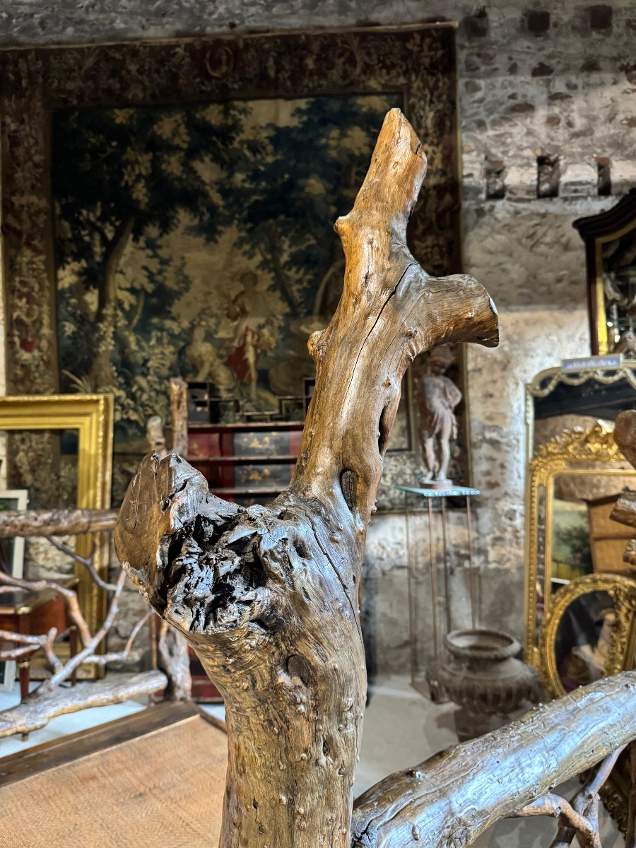 Lit brutaliste en bois exotique vers 1970 -photo-4