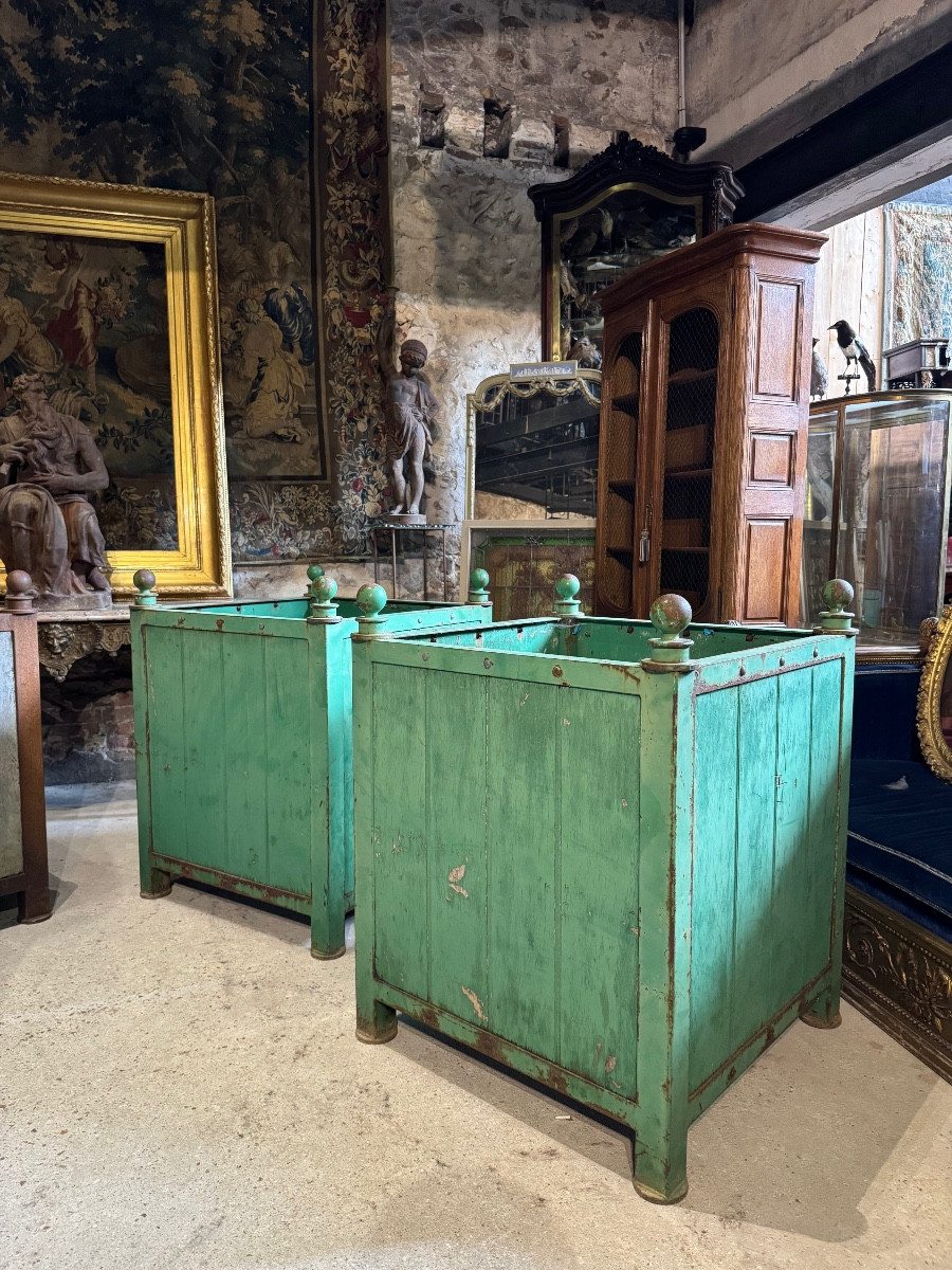 Suite de 4 bacs à oranger monumentaux d’époque Art déco -photo-2