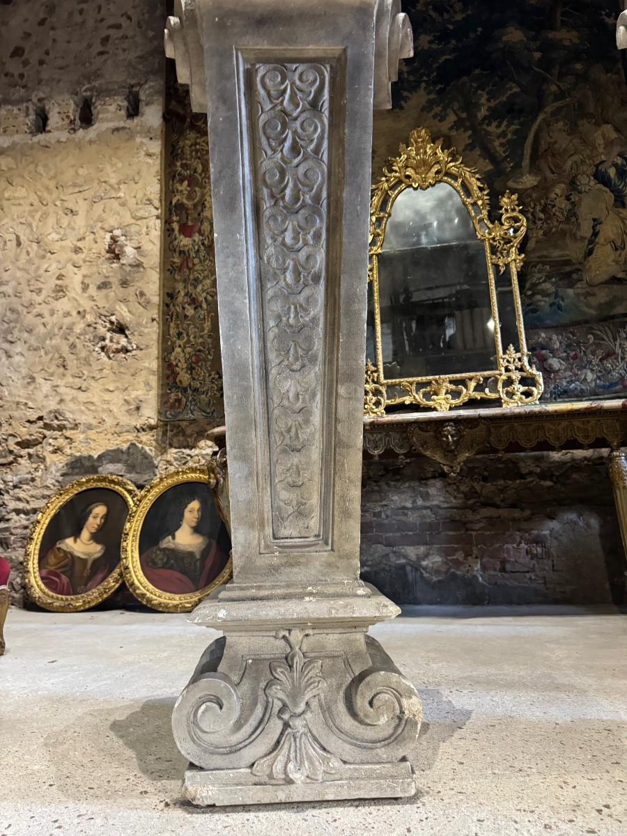 Pair Of Monumental Patinated Plaster Terms Circa 1950 -photo-4