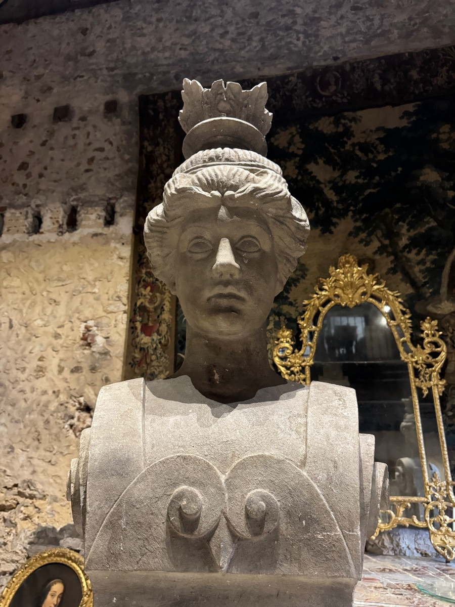 Pair Of Monumental Patinated Plaster Terms Circa 1950 -photo-6