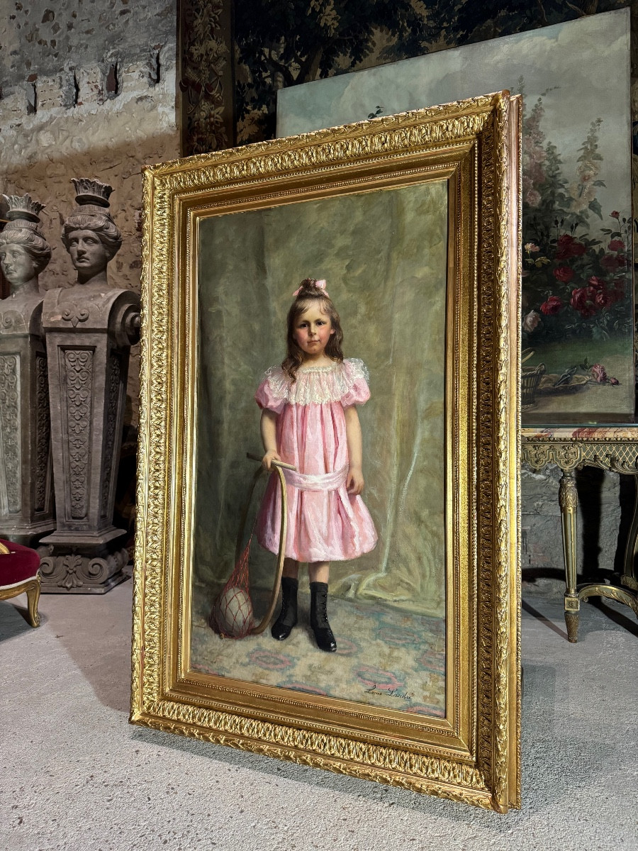 Louise Landré “young Girl With A Hoop” 19th Century, Nancy Salon-photo-2