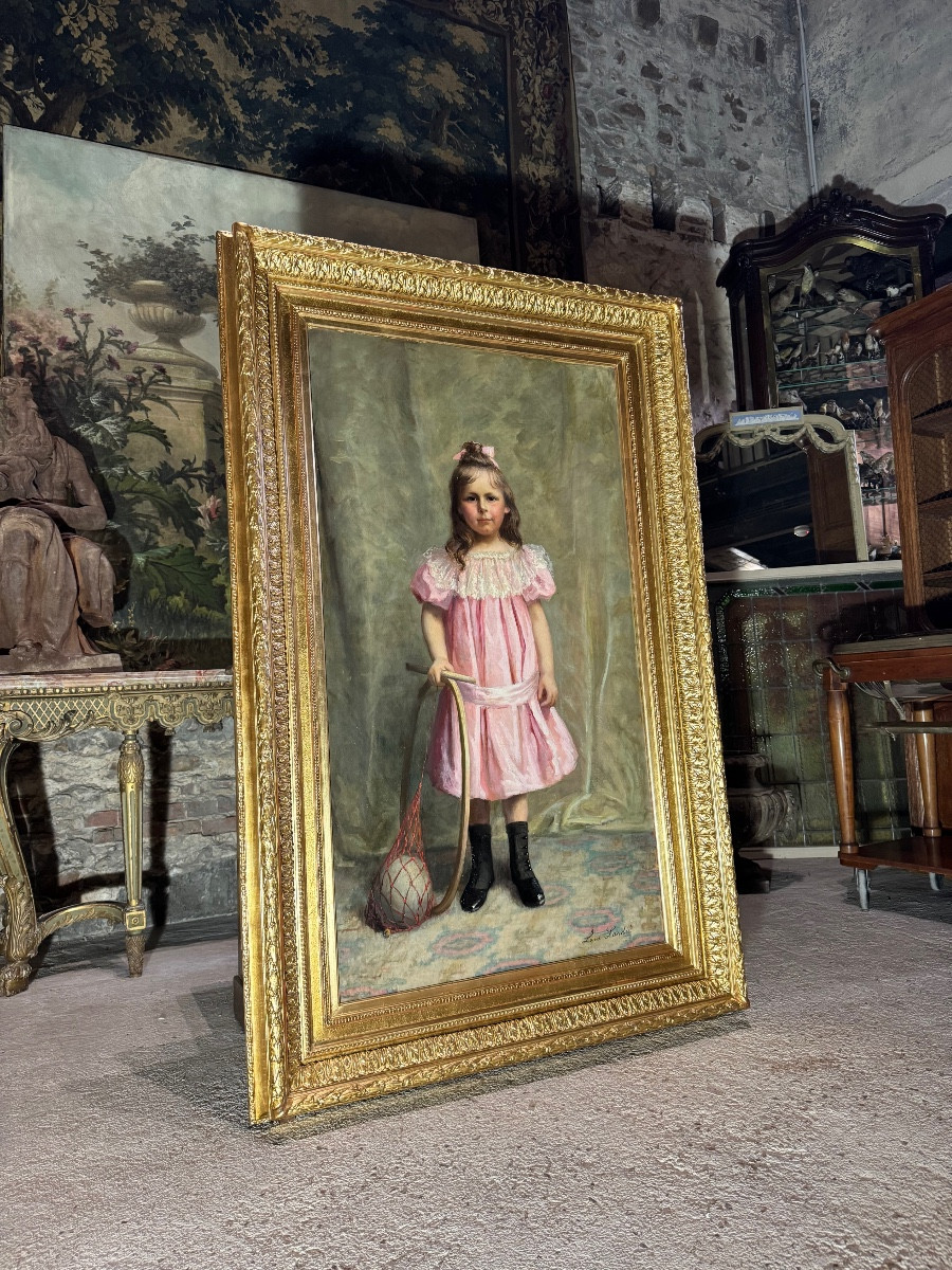Louise Landré “young Girl With A Hoop” 19th Century, Nancy Salon-photo-3