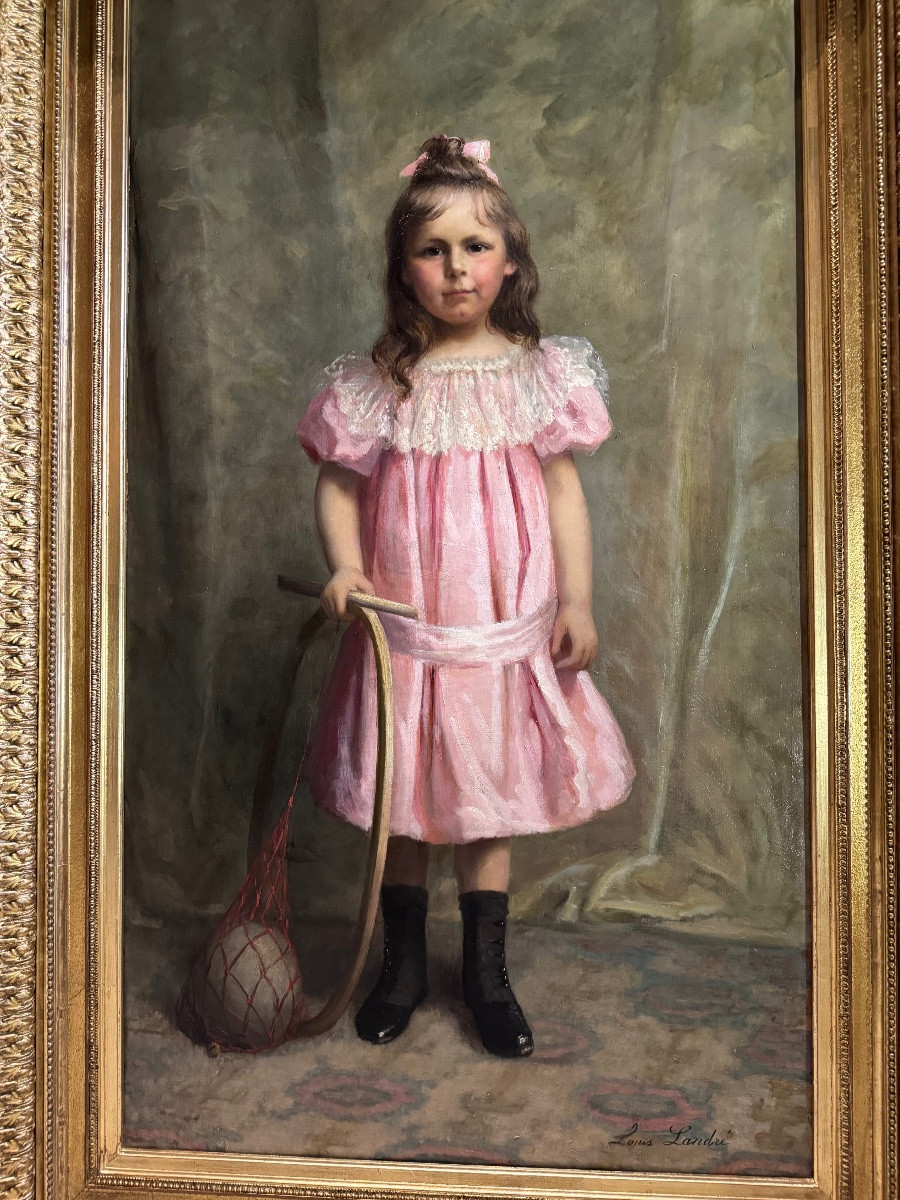 Louise Landré “young Girl With A Hoop” 19th Century, Nancy Salon-photo-4