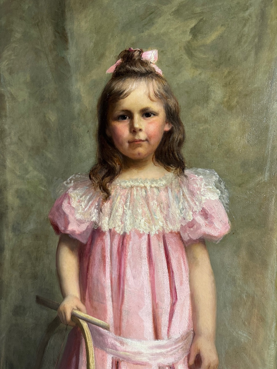 Louise Landré “young Girl With A Hoop” 19th Century, Nancy Salon-photo-1