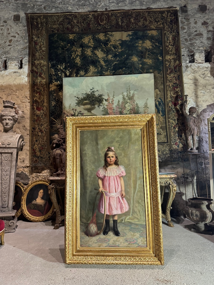 Louise Landré “young Girl With A Hoop” 19th Century, Nancy Salon-photo-2