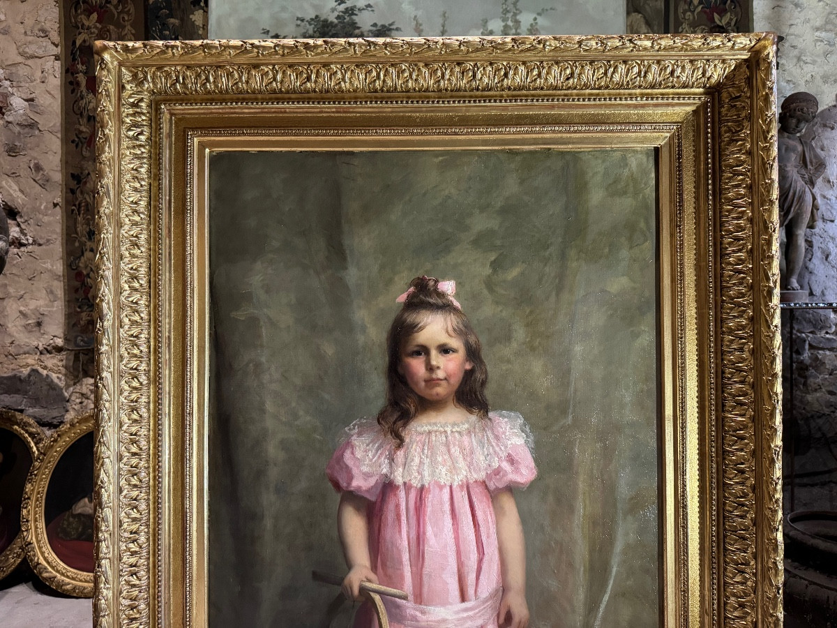Louise Landré “young Girl With A Hoop” 19th Century, Nancy Salon-photo-3