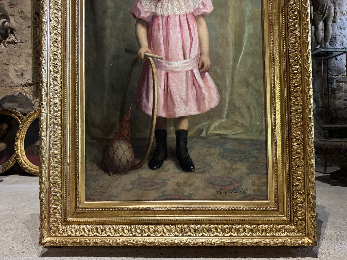 Louise Landré “young Girl With A Hoop” 19th Century, Nancy Salon-photo-4