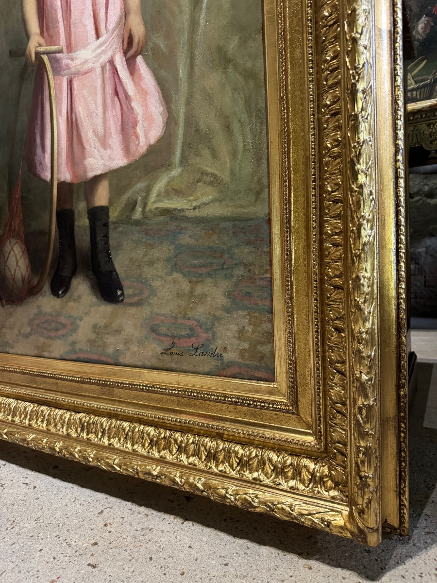 Louise Landré “young Girl With A Hoop” 19th Century, Nancy Salon-photo-5