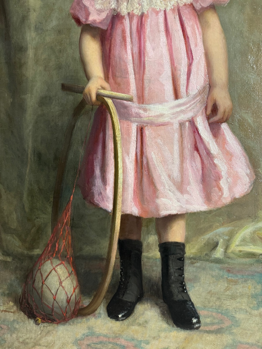 Louise Landré “young Girl With A Hoop” 19th Century, Nancy Salon-photo-6