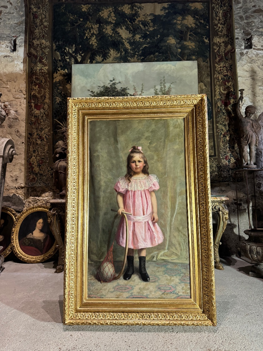 Louise Landré “young Girl With A Hoop” 19th Century, Nancy Salon