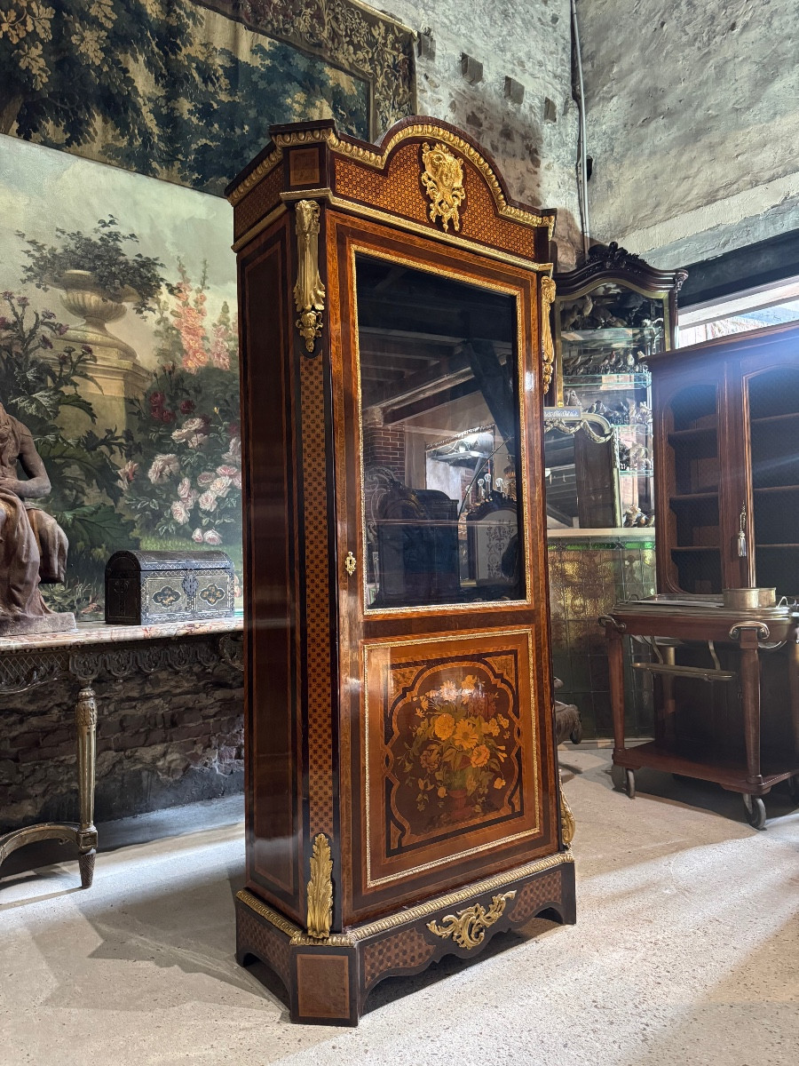 Vitrine en marqueterie d’époque Napoleon III -photo-3