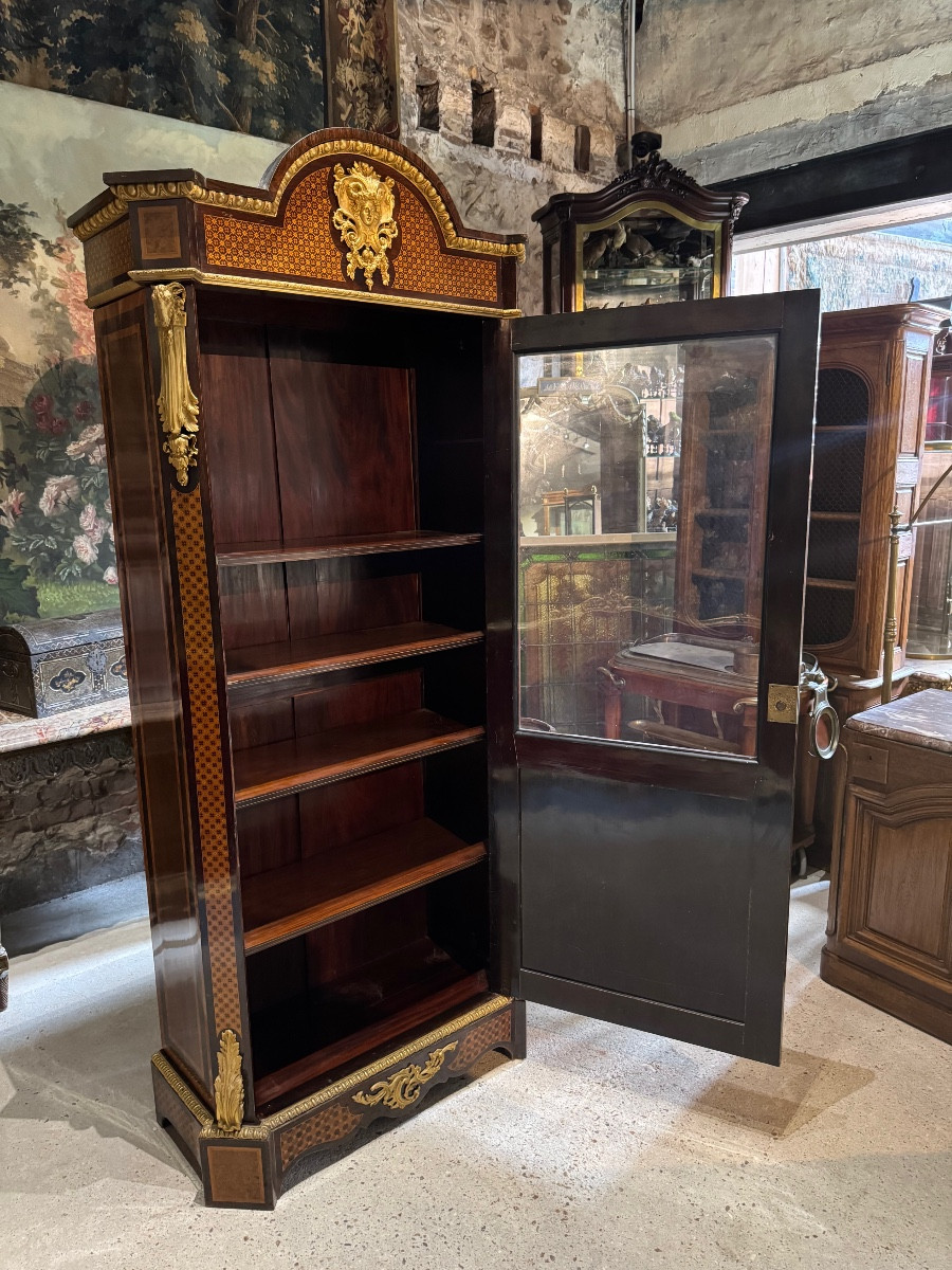 Vitrine en marqueterie d’époque Napoleon III -photo-3