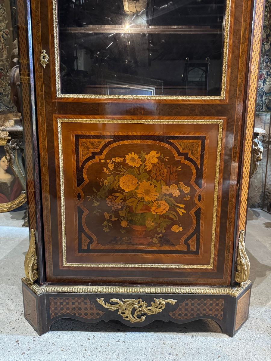 Vitrine en marqueterie d’époque Napoleon III -photo-6