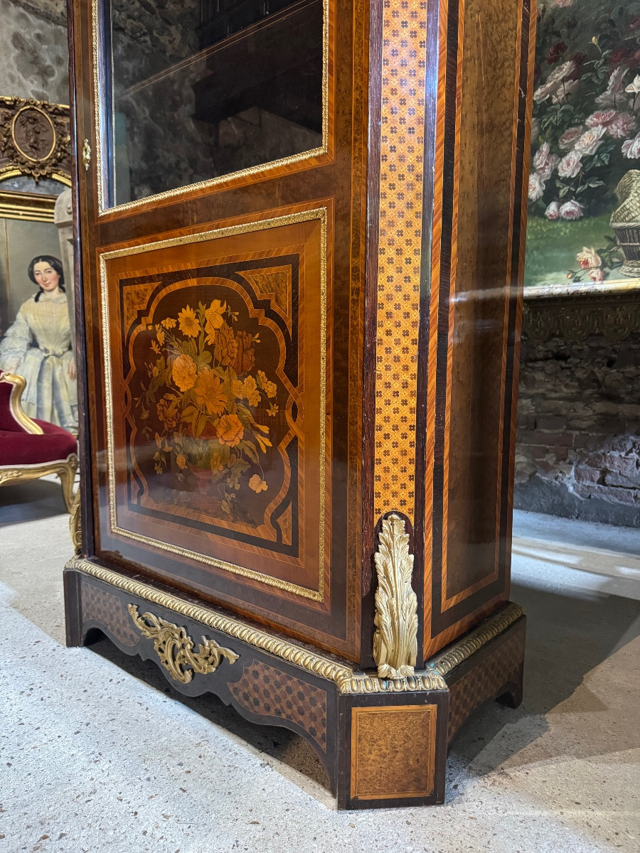 Vitrine en marqueterie d’époque Napoleon III -photo-7