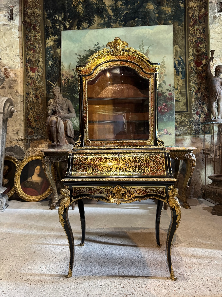 Bureau en marqueterie Boulle d’époque Napoléon III 