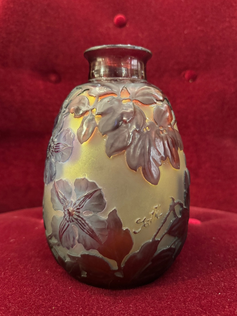 Émile Gallé vase soufflé aux Cerisiers du Japon époque Art Nouveau -photo-2