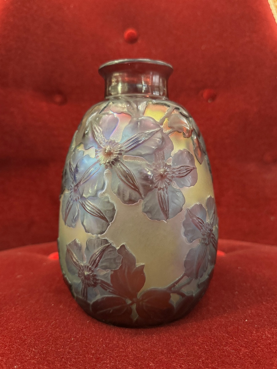 Émile Gallé vase soufflé aux Cerisiers du Japon époque Art Nouveau -photo-1