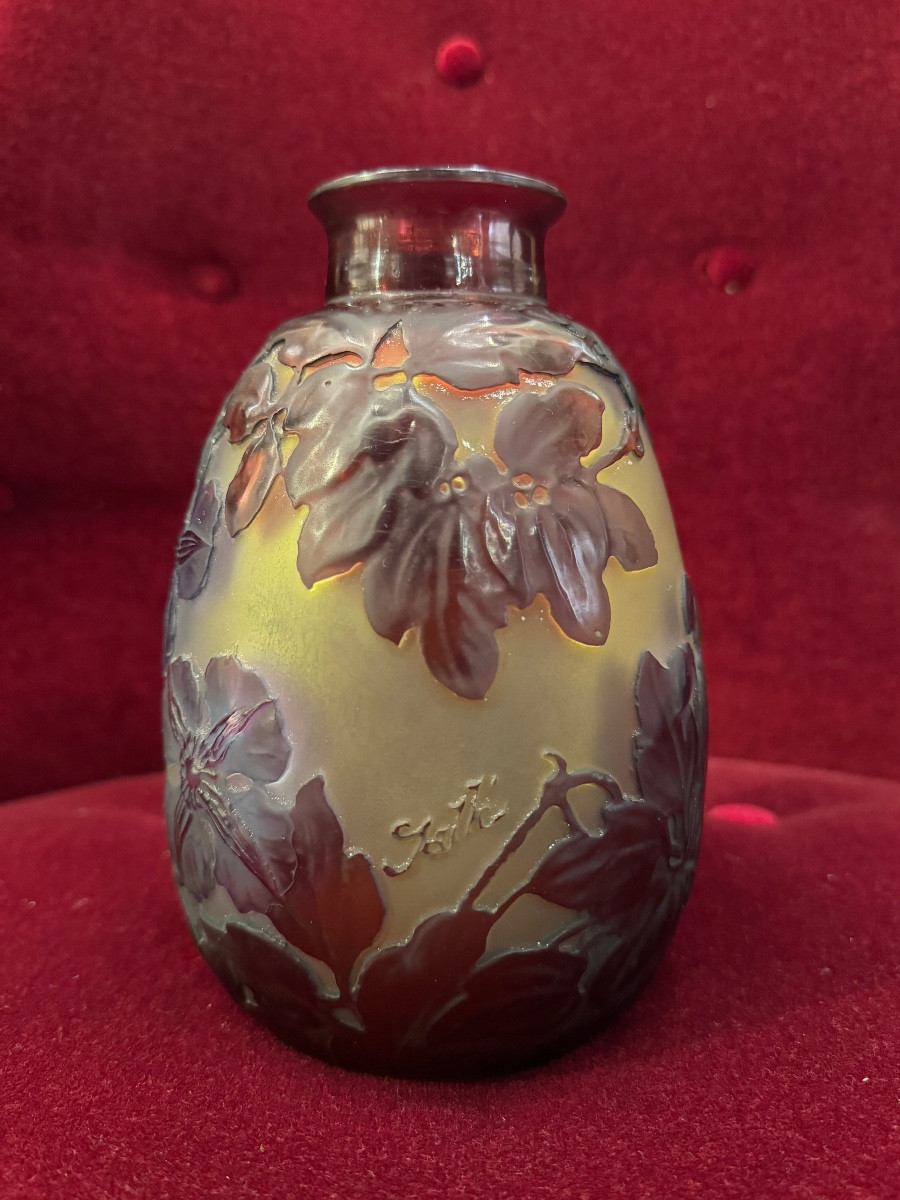 Émile Gallé vase soufflé aux Cerisiers du Japon époque Art Nouveau -photo-2