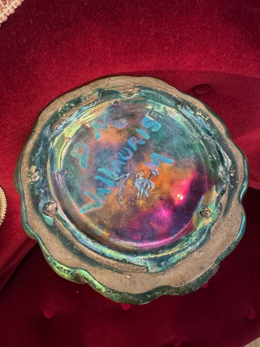 Delphin massier à Vallauris Vase art Nouveau en céramique irisé-photo-2
