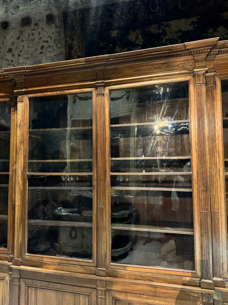 Bibliothèque de style Louis XVI fin du XVIII ème en Noyer -photo-4