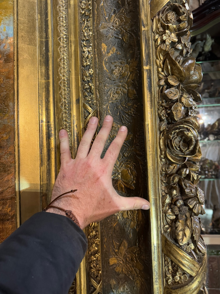 Monumentale huile sur toile représentant le château de Maintenon  380 cm x 270 cm -photo-1