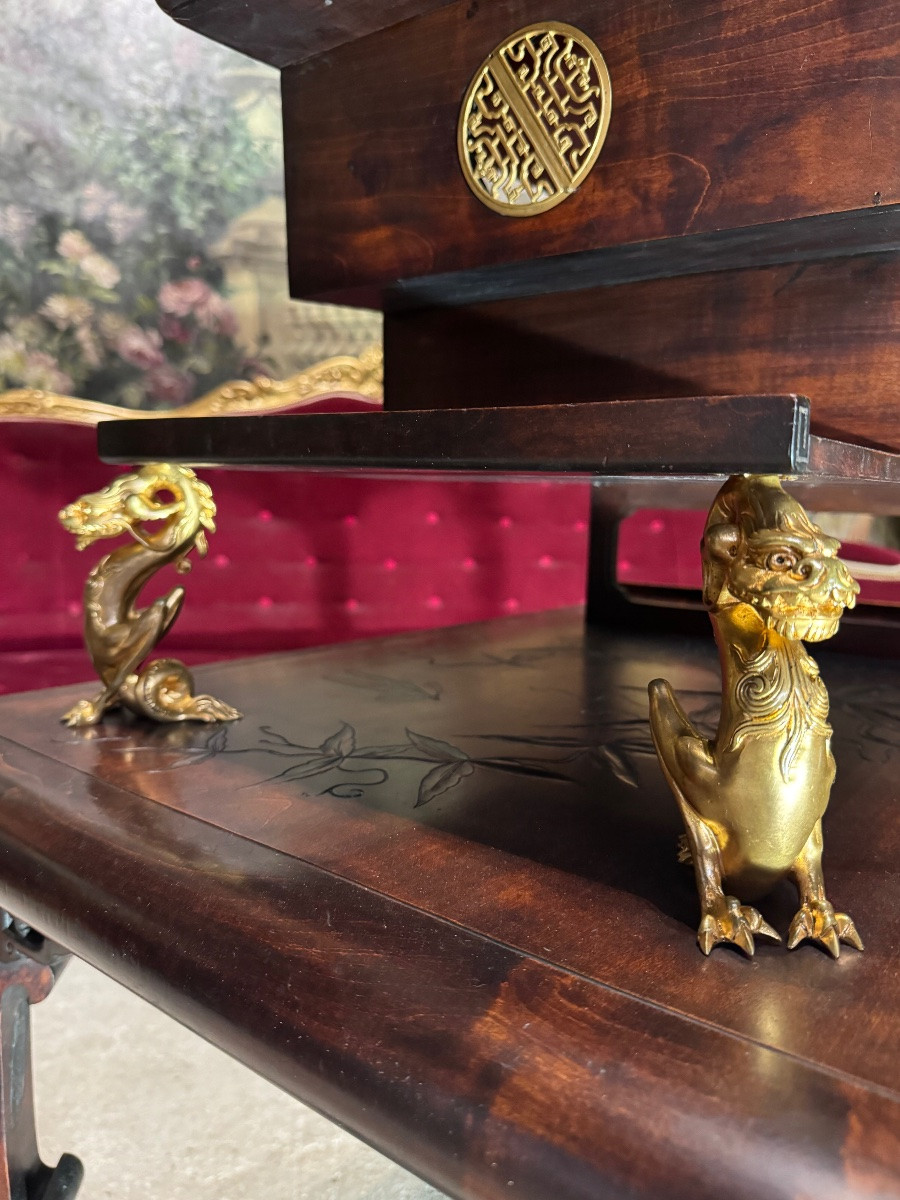 Table à thé Japonisante signée de Gabriel Viardot XIX ème siècle -photo-3
