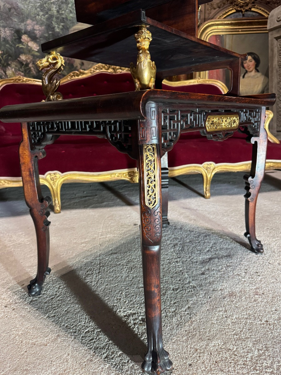 Table à thé Japonisante signée de Gabriel Viardot XIX ème siècle -photo-4