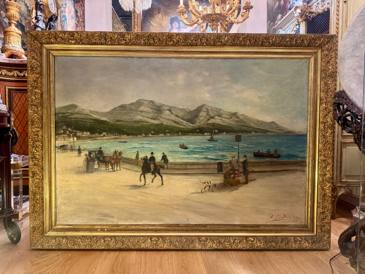 Oil On Canvas, View Of Prado Beach In Marseille, Signed And Dated 1895-photo-4