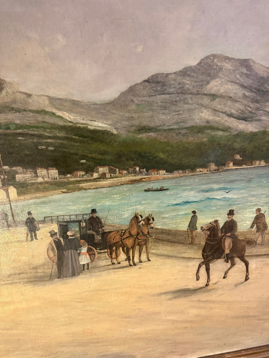 Oil On Canvas, View Of Prado Beach In Marseille, Signed And Dated 1895-photo-2