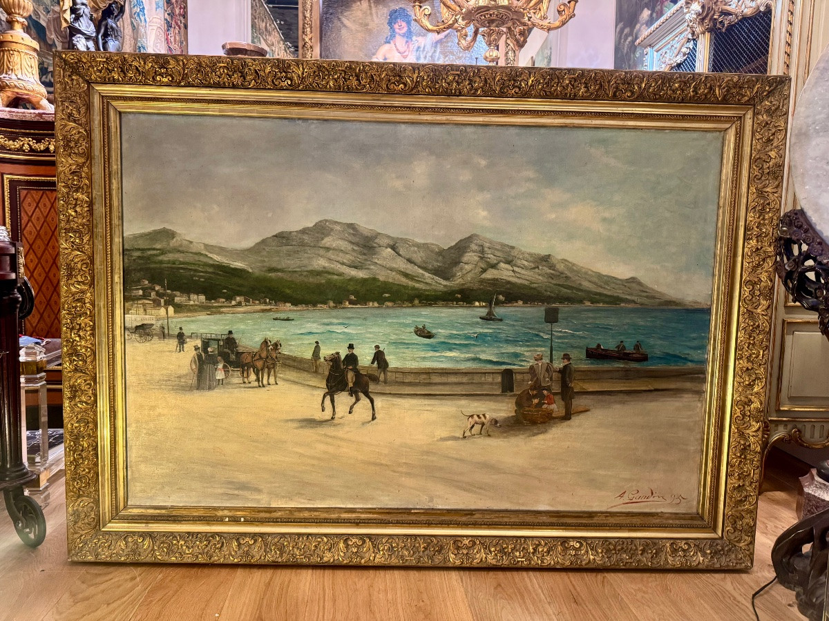 Oil On Canvas, View Of Prado Beach In Marseille, Signed And Dated 1895-photo-4