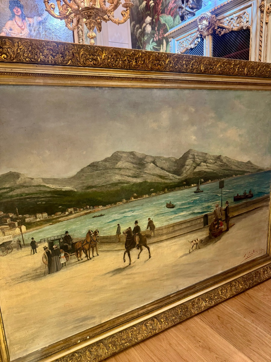 Oil On Canvas, View Of Prado Beach In Marseille, Signed And Dated 1895-photo-6