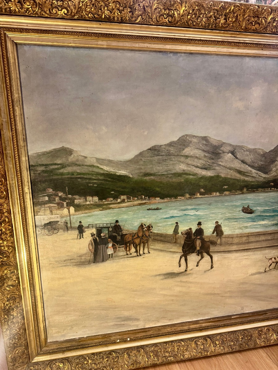 Oil On Canvas, View Of Prado Beach In Marseille, Signed And Dated 1895-photo-7