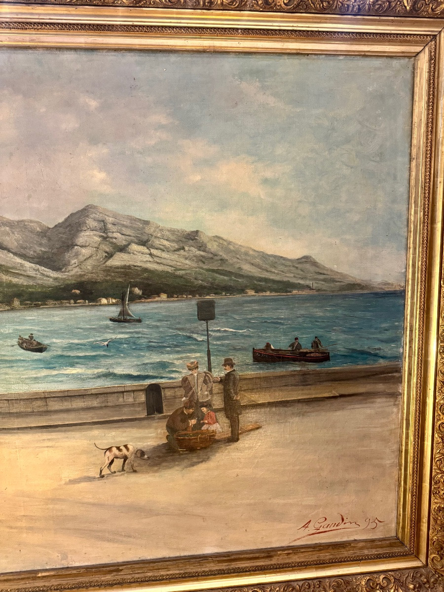 Oil On Canvas, View Of Prado Beach In Marseille, Signed And Dated 1895-photo-8