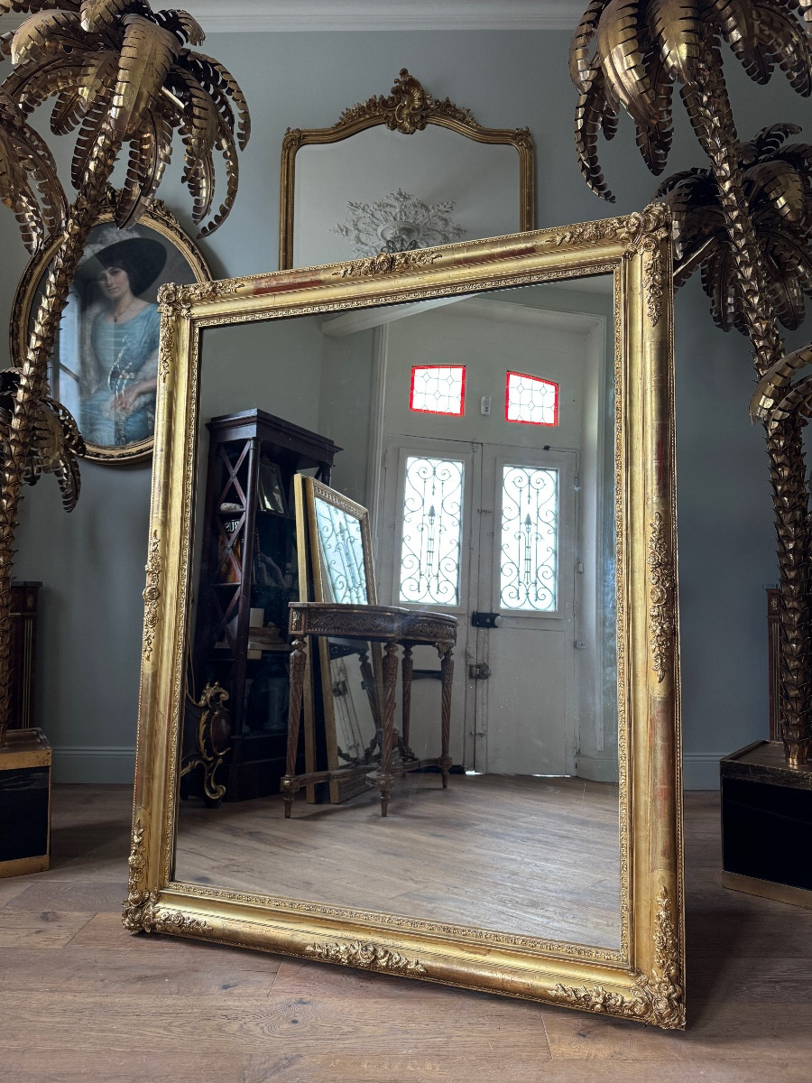 Restoration Period Mirror In Giltwood From The Napoleon III Era, 165 Cm X 130 Cm -photo-3