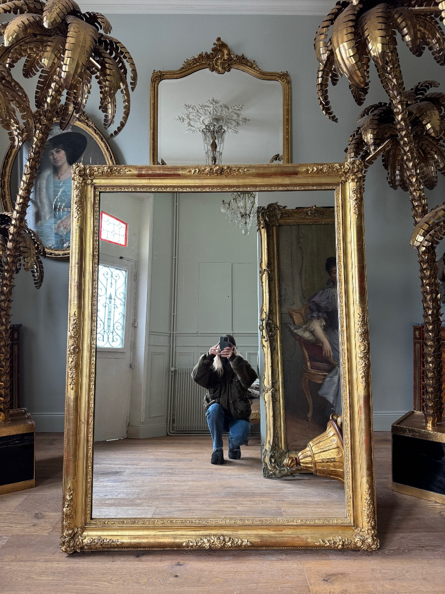 Restoration Period Mirror In Giltwood From The Napoleon III Era, 165 Cm X 130 Cm -photo-2