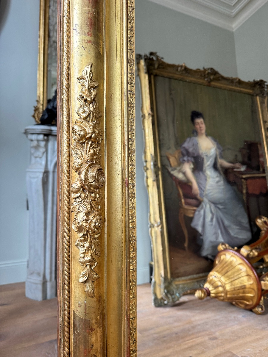 Restoration Period Mirror In Giltwood From The Napoleon III Era, 165 Cm X 130 Cm -photo-4