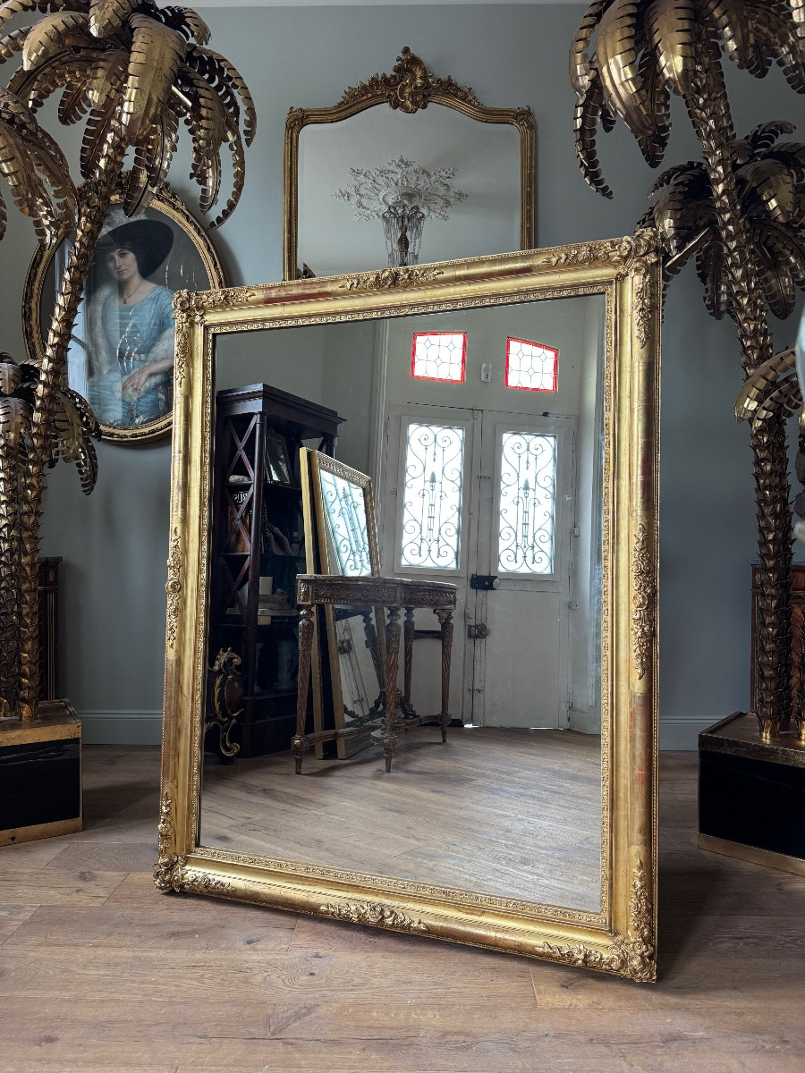 Restoration Period Mirror In Giltwood From The Napoleon III Era, 165 Cm X 130 Cm -photo-5
