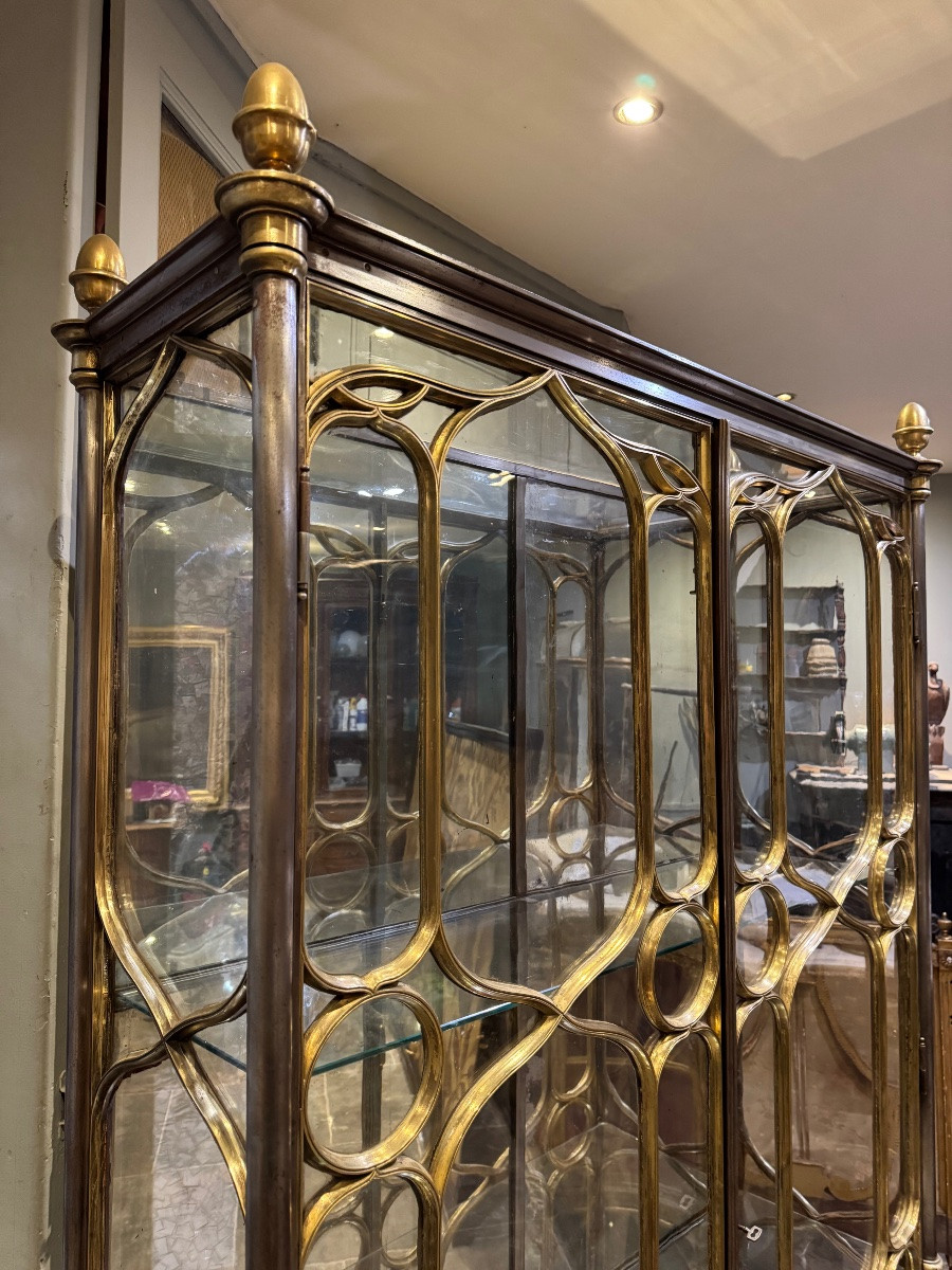 19th Century Neo-gothic Style Brass And Steel Display Case -photo-4