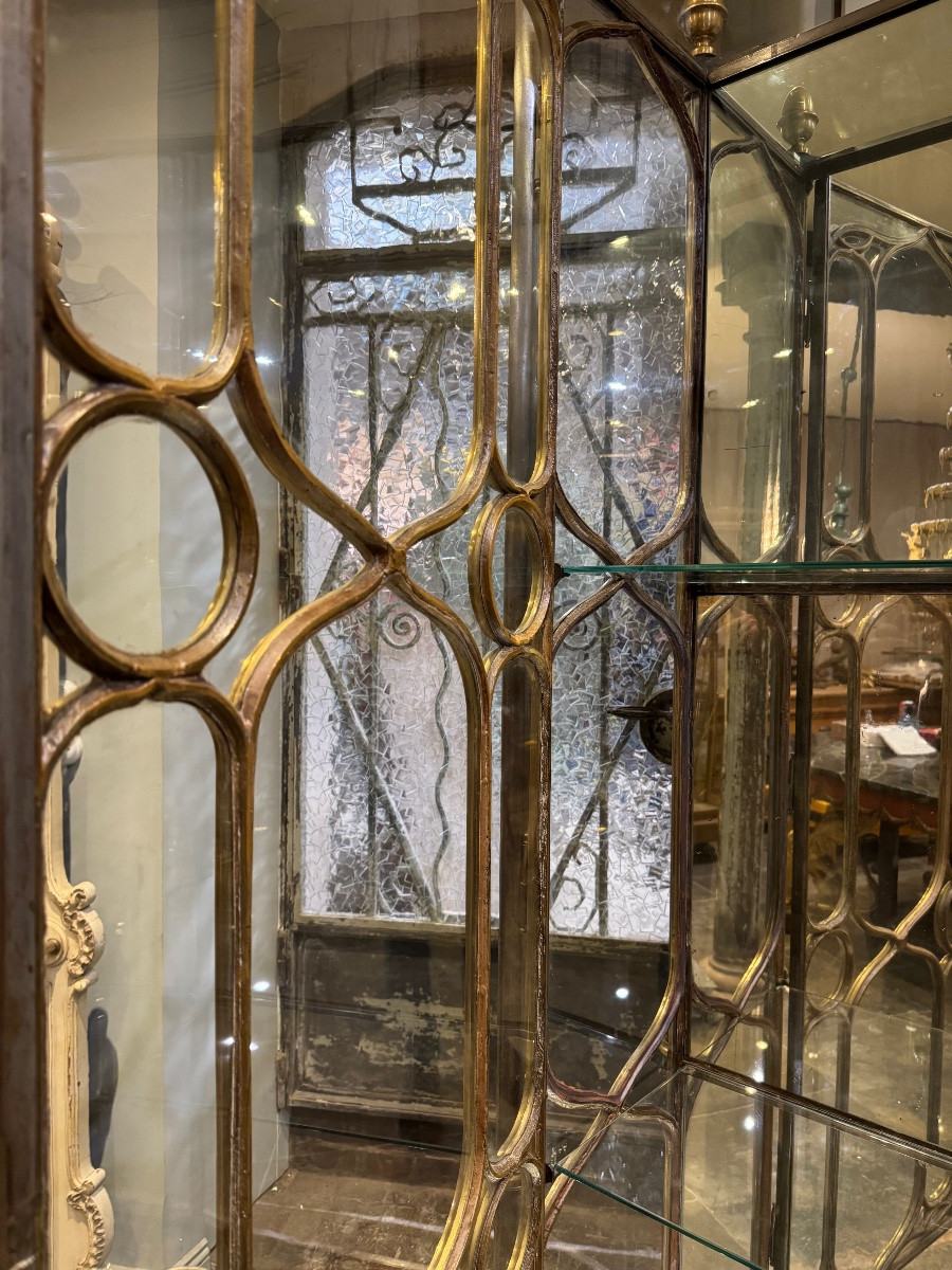 19th Century Neo-gothic Style Brass And Steel Display Case -photo-2