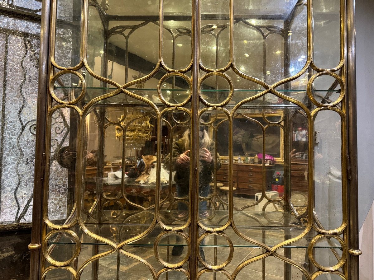 19th Century Neo-gothic Style Brass And Steel Display Case -photo-5
